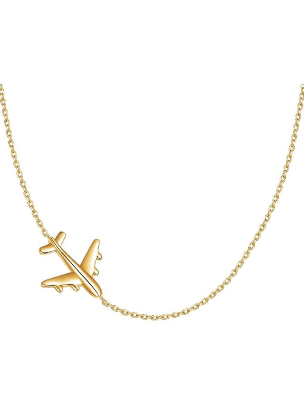 925 Sterling Silver Airplane Sideways Choker Necklace - Silver, Rose Gold, Gold